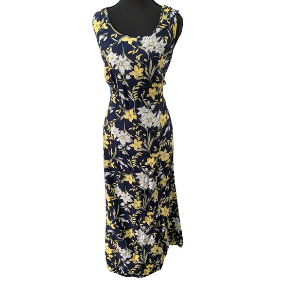 Vintage Plus Size Floral Princess Cut Maxi Dress With Back Slit | Women's 20 W - Picture 1 of 6